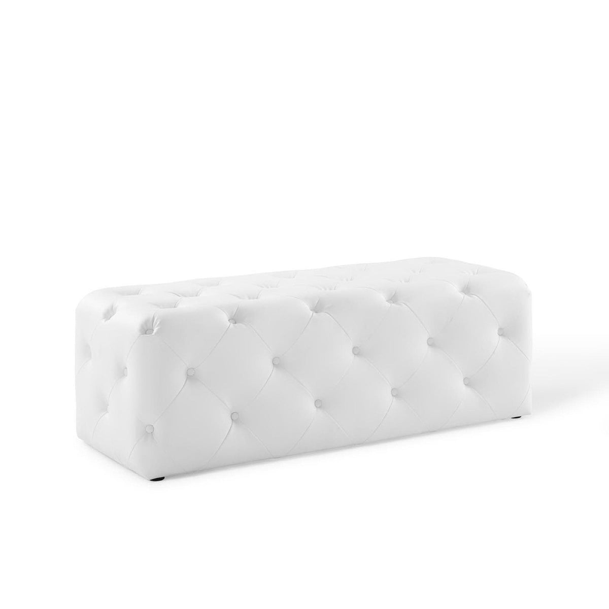 Amour 48" tufted faux leather entryway bench in white with button tufting by HouseOfZazla on Tampa Home & Garden Store