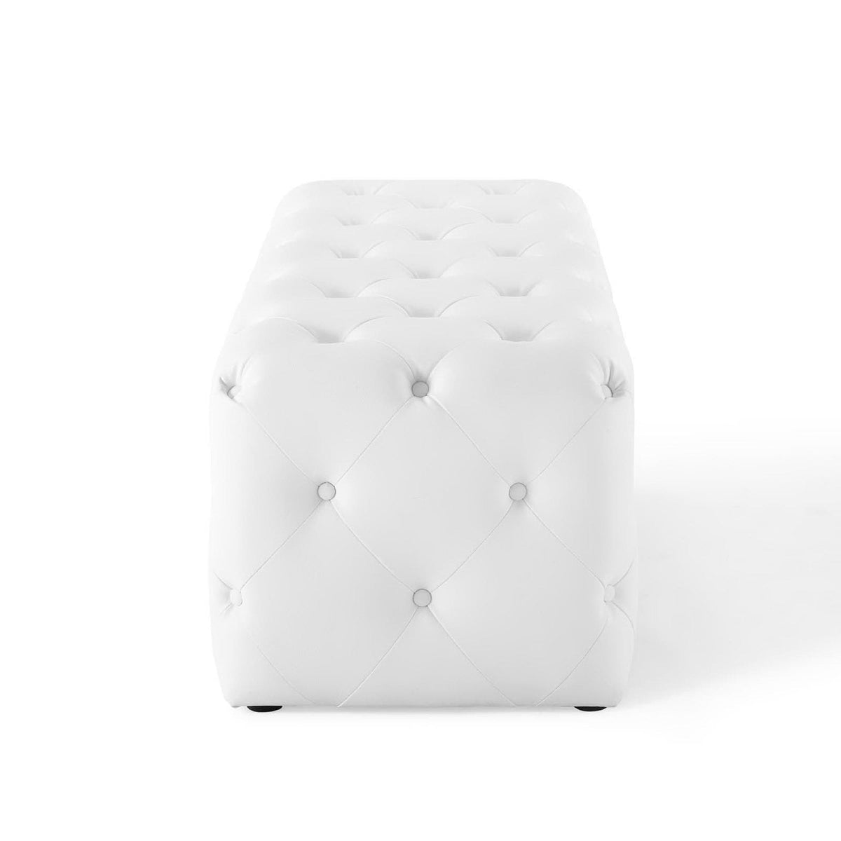 Amour 48-inch tufted button faux leather entryway bench, white on Tampa Home & Garden Store