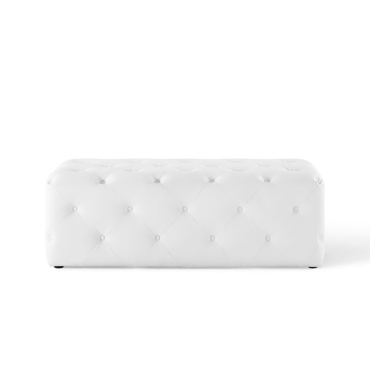 Amour 48in tufted faux leather entryway bench white with button tufting HouseOfZazla on Tampa Home & Garden Store
