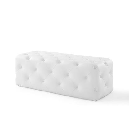 Amour 48-inch Tufted Button Faux Leather Entryway Bench, white, tufted on Tampa Home & Garden Store