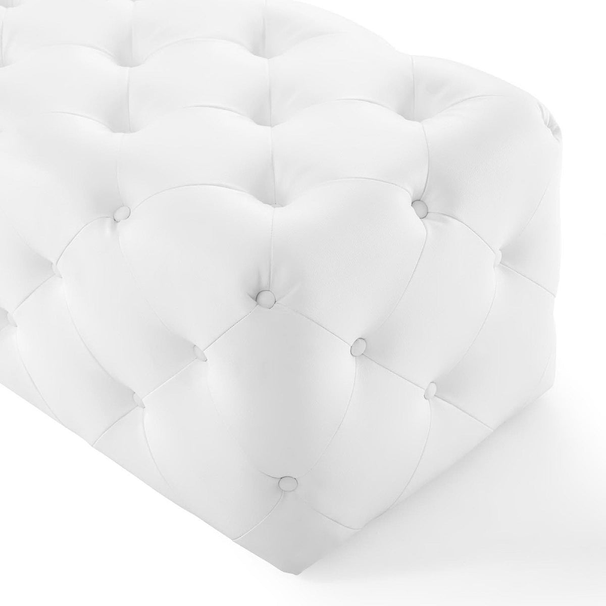 Amour 48in tufted faux leather entryway bench in white by HouseOfZazla on Tampa Home & Garden Store