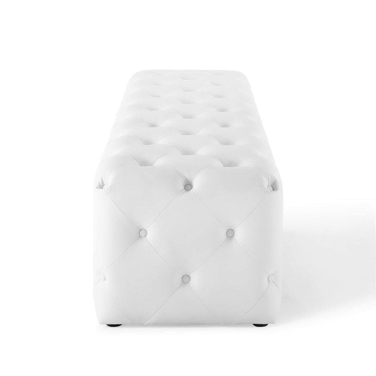 Amour 72in tufted faux leather entryway bench by Modway, white with button tufting on Tampa Home & Garden Store