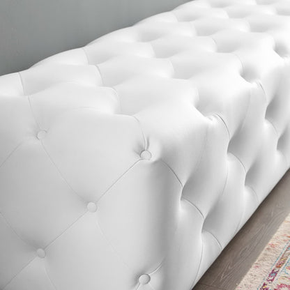 Amour 72in tufted white faux-leather entryway bench with button-tufted seat by Modway on Tampa Home & Garden Store