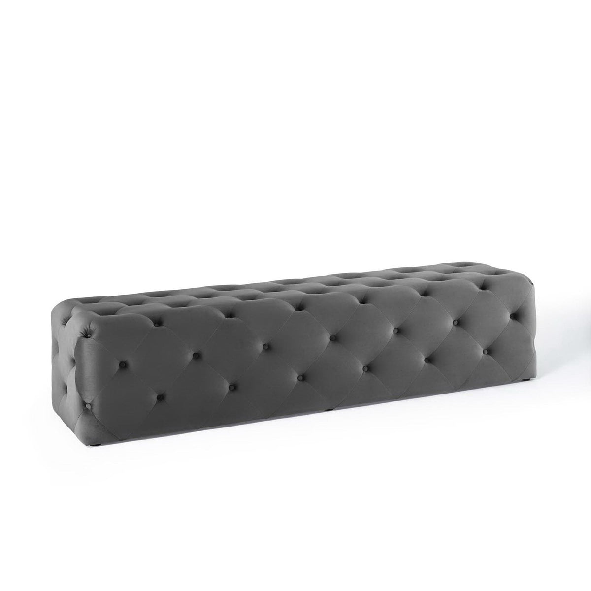 Amour 72in tufted button entryway bench gray performance velvet by Modway on Tampa Home & Garden Store