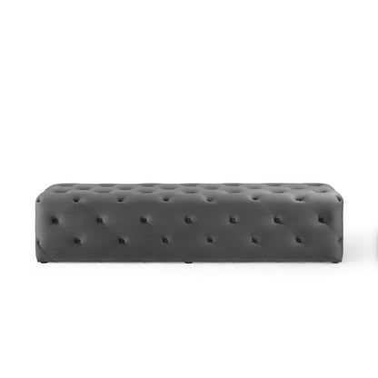 Amour 72in tufted velvet entryway bench with gray button-tufted upholstery by Modway on Tampa Home & Garden Store