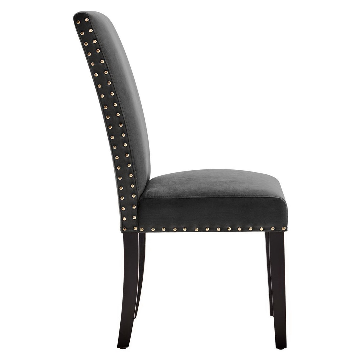 Parcel Performance Velvet Dining Side Chairs set of 2 in black velvet with gold nailhead trim on Tampa Home & Garden Store