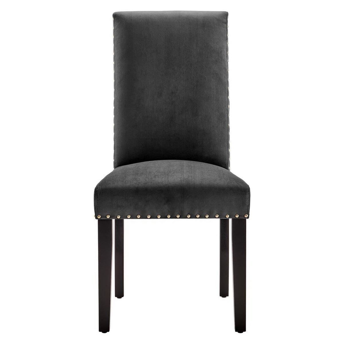 Parcel Performance Velvet Dining Side Chairs, black velvet with brass nailhead trim, set of 2 on Tampa Home & Garden Store