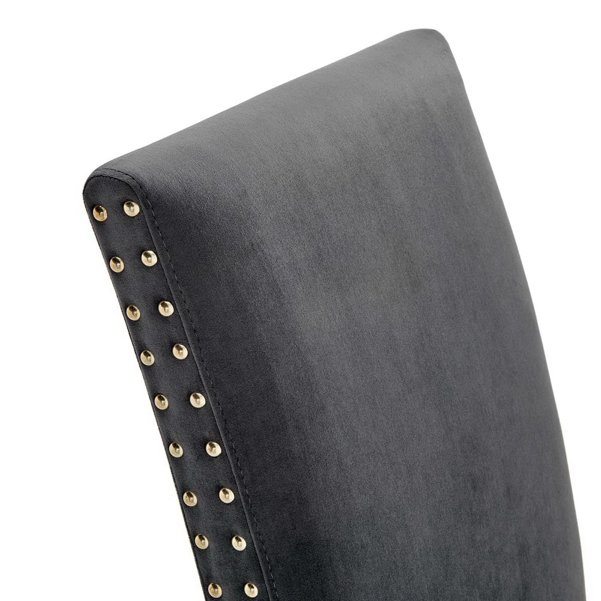 Parcel Performance Velvet Dining Side Chairs set of 2, black velvet with brass nailhead trim on Tampa Home & Garden Store