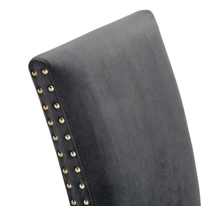 Parcel Performance Velvet Dining Side Chairs set of 2, black velvet with brass nailhead trim on Tampa Home & Garden Store