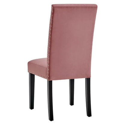 Parcel Performance Velvet Dining Side Chairs pink mauve velvet with nailhead trim, set of 2 on Tampa Home & Garden Store