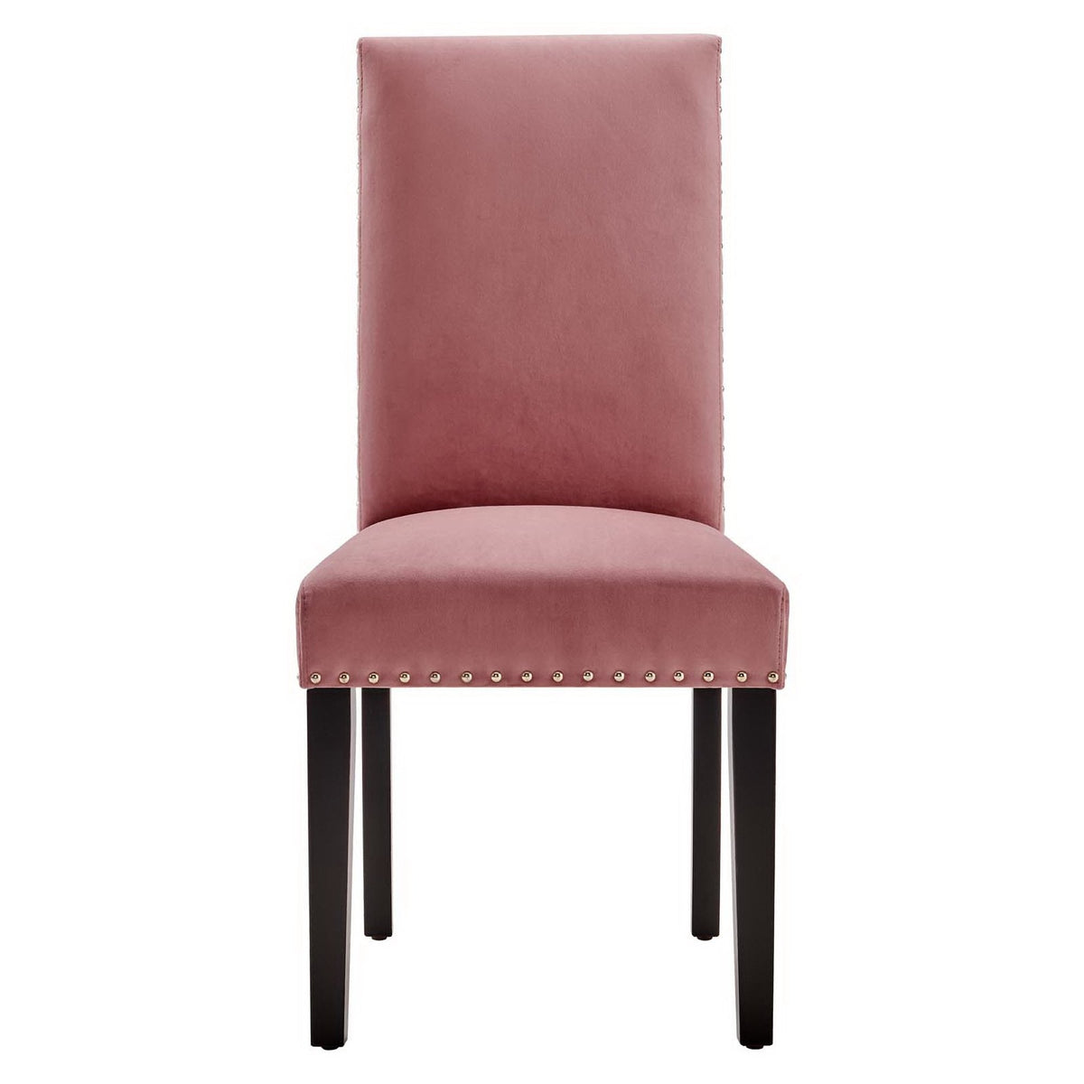 Parcel Velvet Dining Side Chairs set of 2 pink with nailhead trim and black legs on Tampa Home & Garden Store