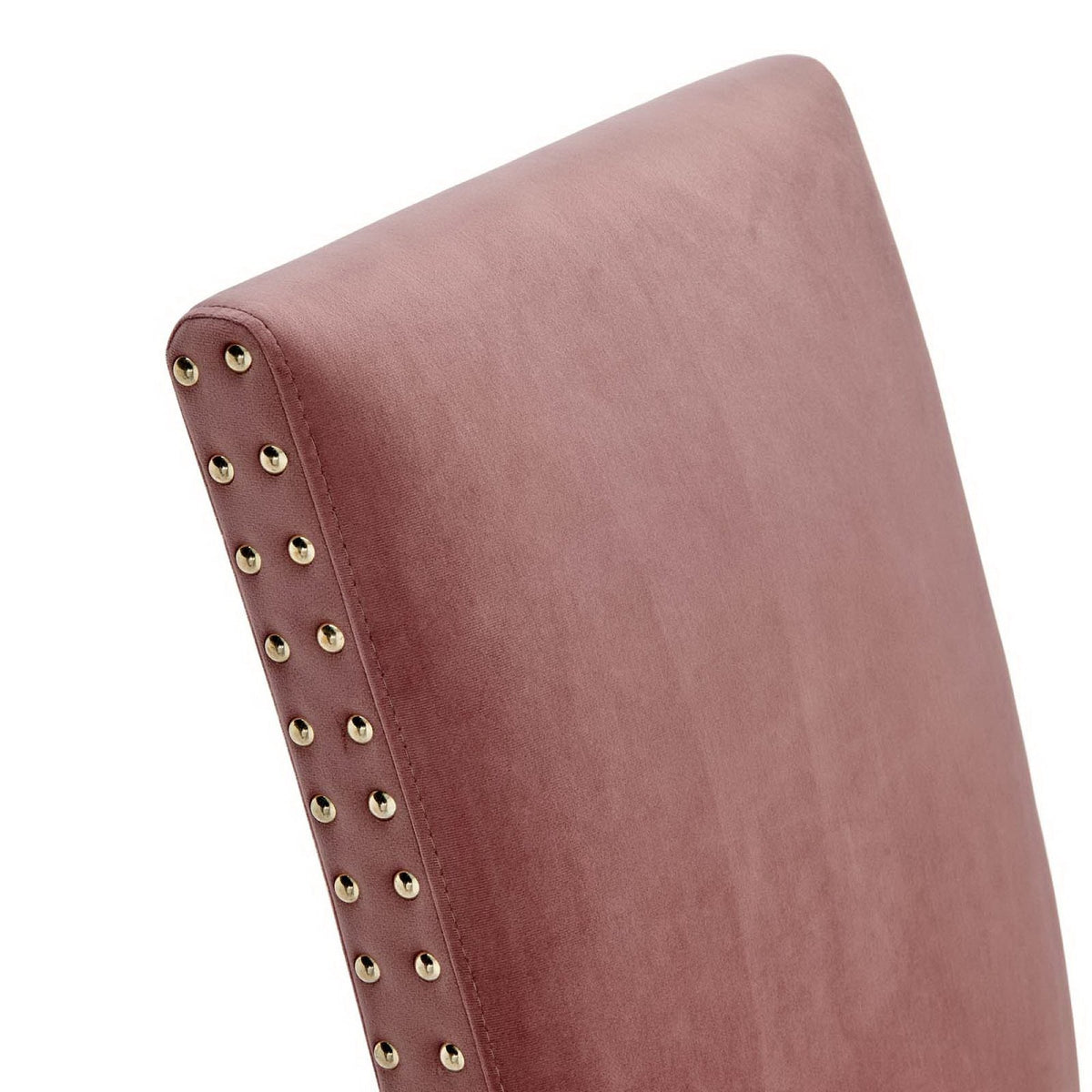 Parcel Performance Velvet dining side chair in pink velvet with brass nailhead trim on Tampa Home & Garden Store