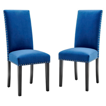 Parcel Performance Velvet Dining Side Chairs Set of 2 by Modway, blue velvet nailhead trim on Tampa Home & Garden Store