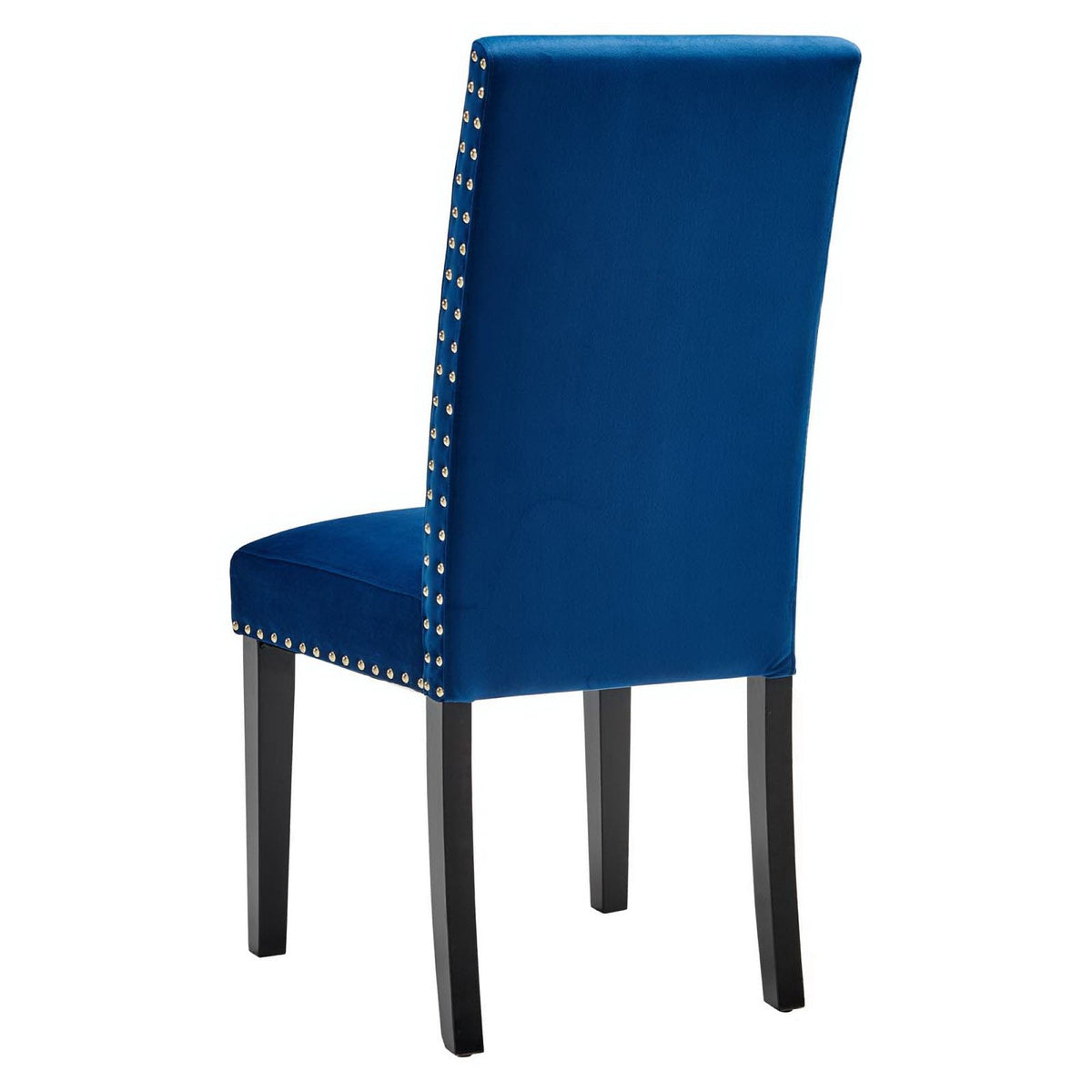 Parcel Performance Velvet Dining Side Chair blue velvet with nailhead trim and black legs on Tampa Home & Garden Store
