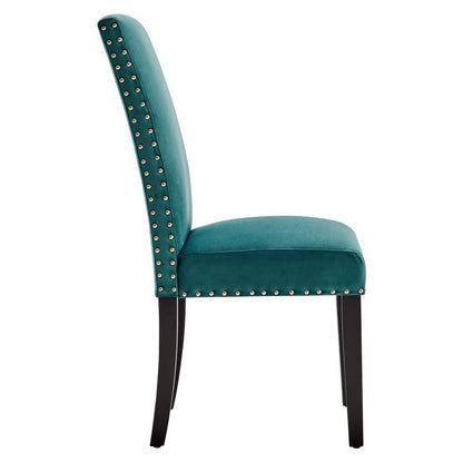 Parcel Performance Velvet Dining Side Chair set of 2 teal with nailhead trim by Modway on Tampa Home & Garden Store