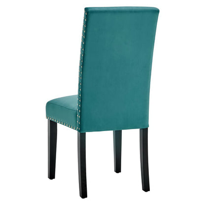 Parcel Performance Velvet Dining Side Chair set of 2 in teal with black legs on Tampa Home & Garden Store
