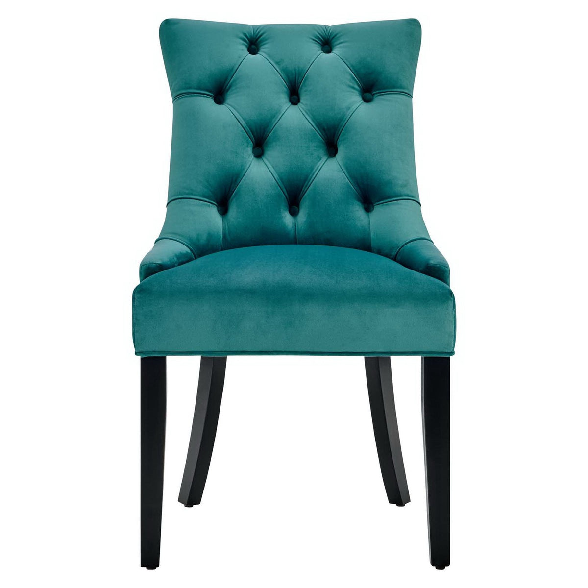 Regent Tufted Performance Velvet Dining Side Chair teal with diamond tufting and dark legs on Tampa Home & Garden Store