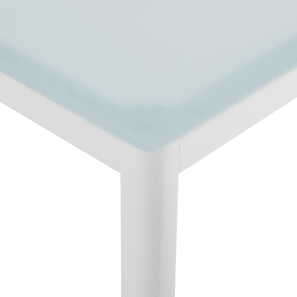 Modway Raleigh 5 Piece Aluminum Dining Set with light blue cushions on white frame on Tampa Home & Garden Store