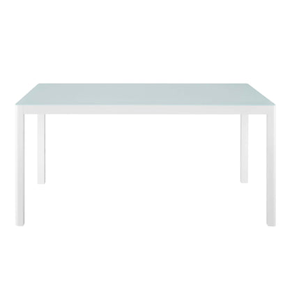 Raleigh 5-Piece Outdoor Patio Aluminum Dining Set white frame with pale blue tabletop on Tampa Home & Garden Store