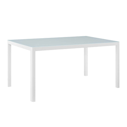 Raleigh outdoor aluminum dining table by Modway with pale blue glass top on Tampa Home & Garden Store