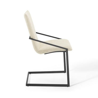 Pitch upholstered fabric dining armchair beige with black metal frame by Modway on Tampa Home & Garden Store