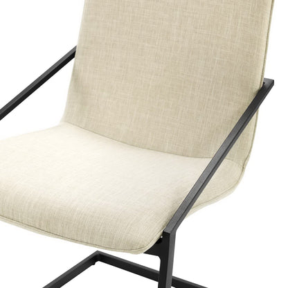 Pitch Upholstered Fabric Dining Armchair beige upholstery with a black metal frame HouseOfZazla on Tampa Home & Garden Store