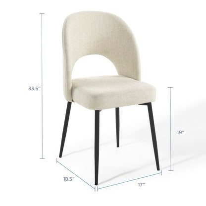 Rouse Upholstered Dining Side Chair beige fabric, black legs by HouseOfZazla on Tampa Home & Garden Store