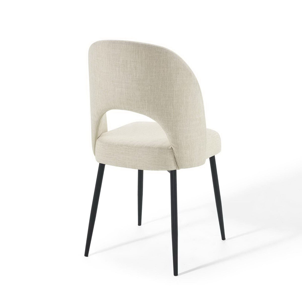Rouse Upholstered Fabric Dining Side Chair beige fabric with black metal legs by Modway on Tampa Home & Garden Store