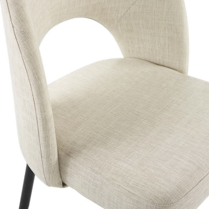 Rouse Upholstered Fabric Dining Side Chair by Modway beige fabric, curved back, black legs on Tampa Home & Garden Store