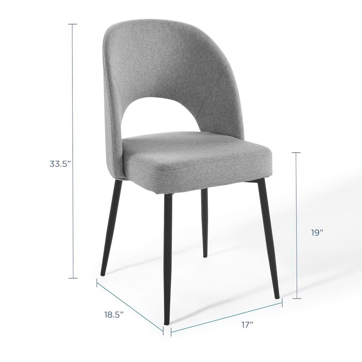 Rouse Upholstered Fabric Dining Side Chair by Modway in gray with black metal legs on Tampa Home & Garden Store