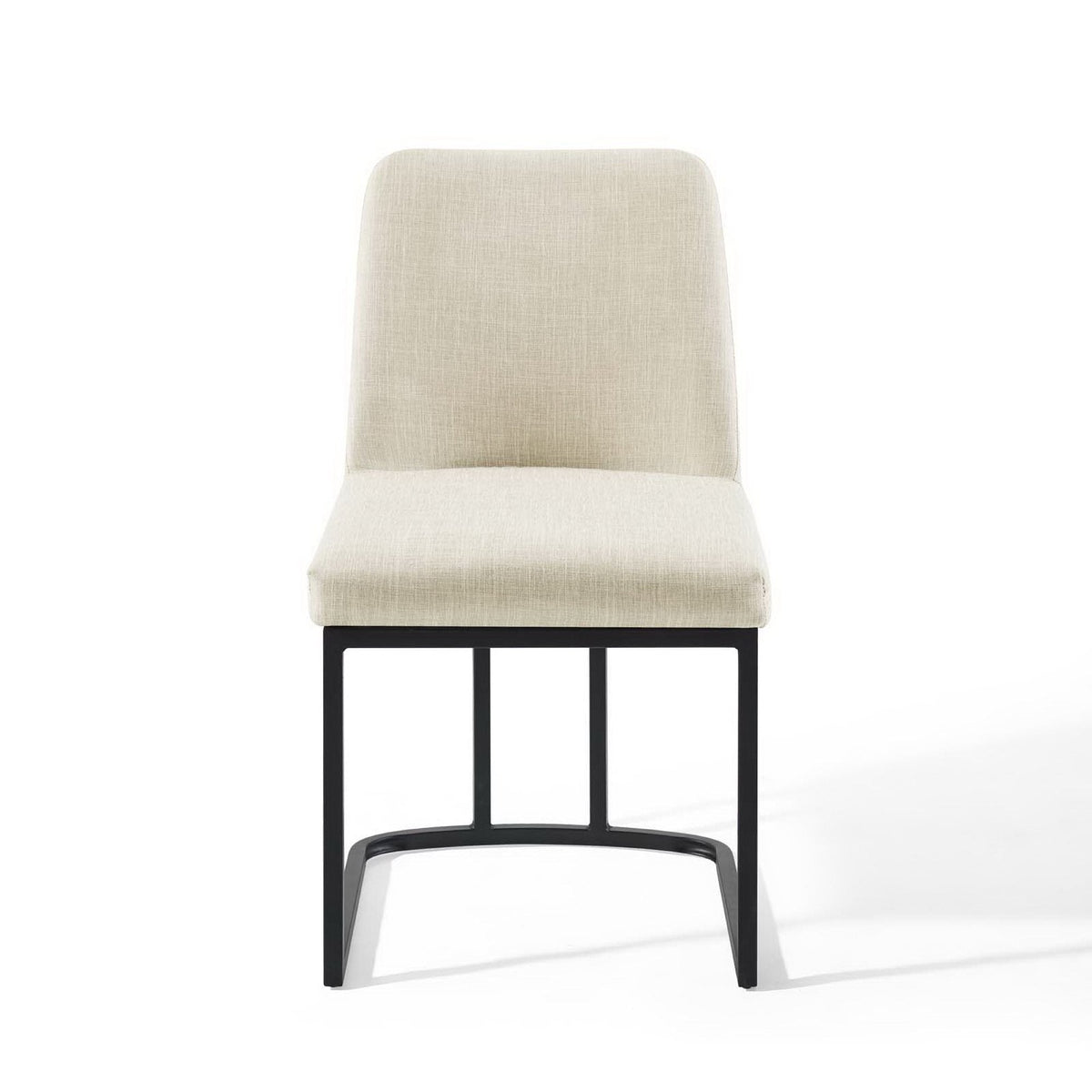 Amplify Sled Base Upholstered Fabric Dining Side Chair by Modway beige upholstery with black metal sled base on Tampa Home & Garden Store