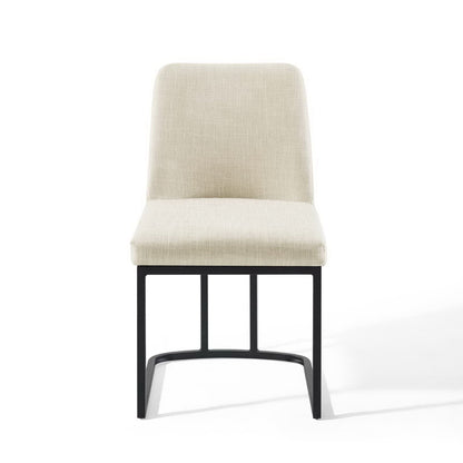 Amplify Sled Base Upholstered Fabric Dining Side Chair by Modway beige upholstery with black metal sled base on Tampa Home & Garden Store