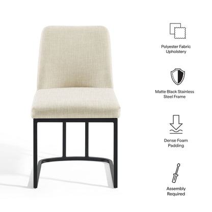 Amplify Sled Base upholstered dining chair beige fabric matte black frame HouseOfZazla on Tampa Home & Garden Store