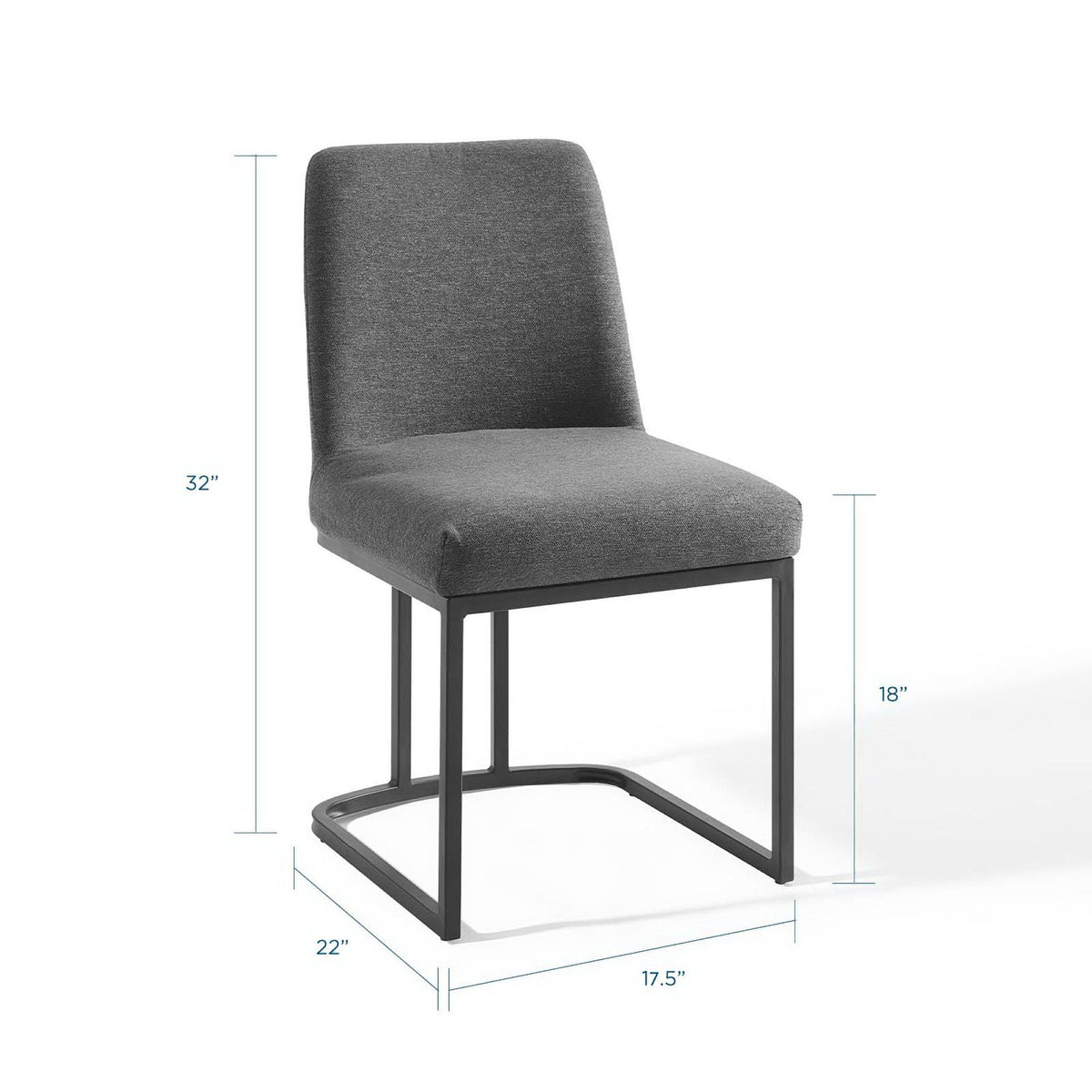 Amplify Sled Base Upholstered Fabric Dining Side Chair gray fabric by Modway on Tampa Home & Garden Store
