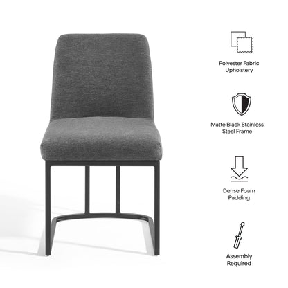 Amplify Sled Base Upholstered Fabric Dining Chair gray polyester fabric matte black frame on Tampa Home & Garden Store