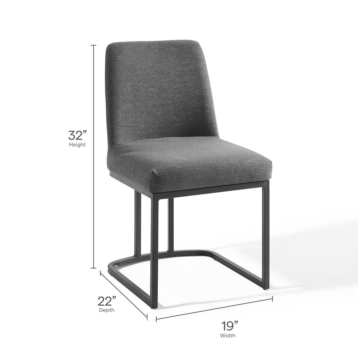 Amplify Sled Base Upholstered Dining Side Chair gray fabric with black metal base HouseOfZazla on Tampa Home & Garden Store
