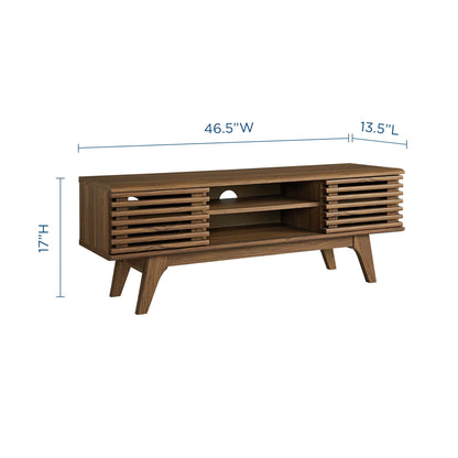 Render Media Console TV Stand by Modway in warm brown wood with slatted doors and open shelves on Tampa Home & Garden Store