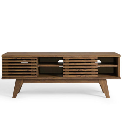 Modway Render Media Console TV Stand with slatted wood panels and open storage for living room on Tampa Home & Garden Store