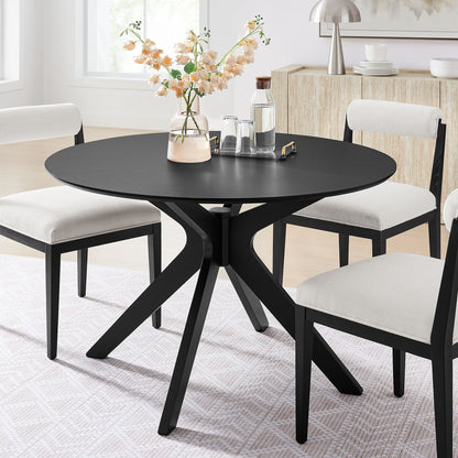 Crossroads 47in Round Wood Dining Table by Modway in black with X-base and four chairs on Tampa Home & Garden Store