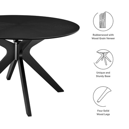 Crossroads 47-in Round Wood Dining Table in black rubberwood with veneer, four solid legs on Tampa Home & Garden Store