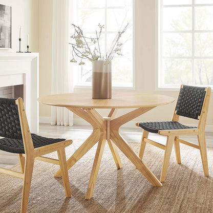 Crossroads 47" Round Wood Dining Table by Modway with natural wood finish and crisscross base on Tampa Home & Garden Store