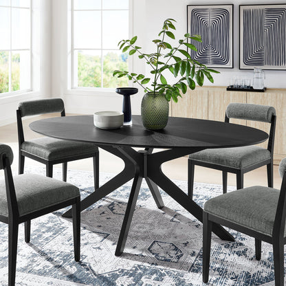 Crossroads 71-inch Oval Wood Dining Table with black finish and sculpted X-base by Modway on Tampa Home & Garden Store