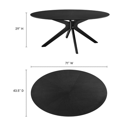 Crossroads 71-inch oval wood dining table with black finish and sculpted Xbase HouseOfZazla on Tampa Home & Garden Store