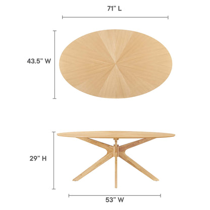 Crossroads 71 inch oval wood dining table with natural finish and X-base legs by Modway on Tampa Home & Garden Store