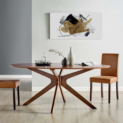 Crossroads 71in oval wood dining table by Modway, walnut finish with crisscross pedestal base on Tampa Home & Garden Store