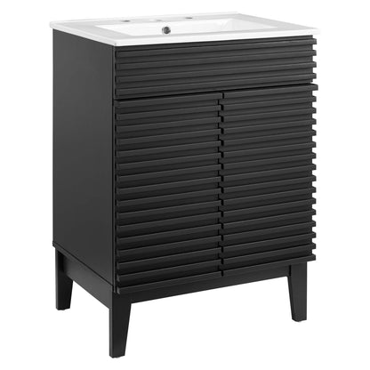 Bathroom vanity Render by Modway with white sink top and black slatted cabinet on Tampa Home & Garden Store