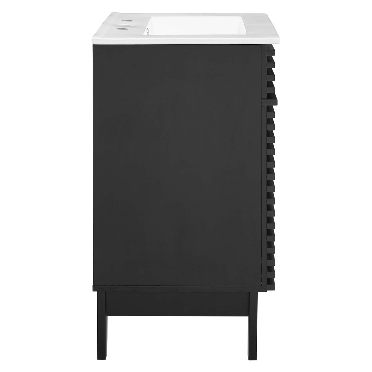 Render Bathroom Vanity by Modway, black cabinet with white countertop and slatted side accents on Tampa Home & Garden Store