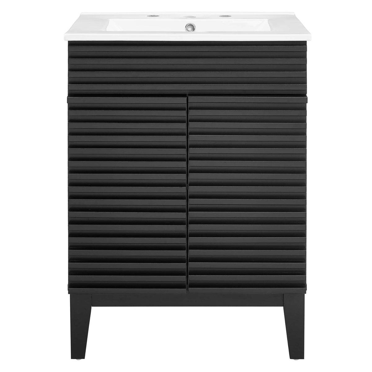 Render Bath Vanity by Modway black slatted base with white sink HouseOfZazla bath suite on Tampa Home & Garden Store