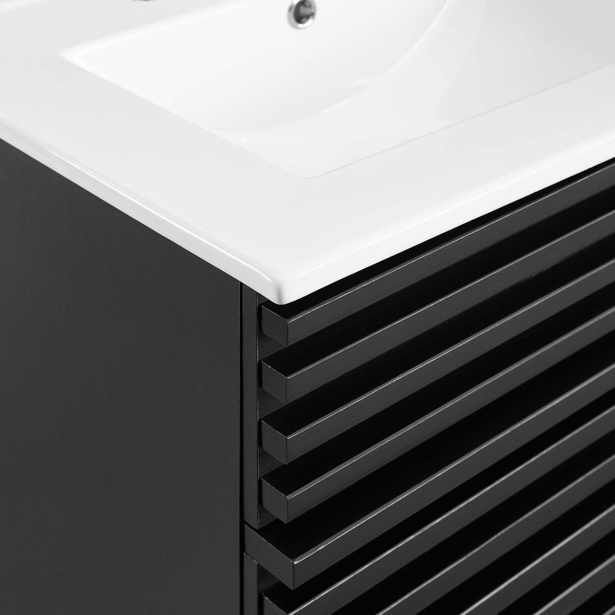 Render Bathroom Vanity by Modway, white countertop with black slatted drawers HouseOfZazla on Tampa Home & Garden Store