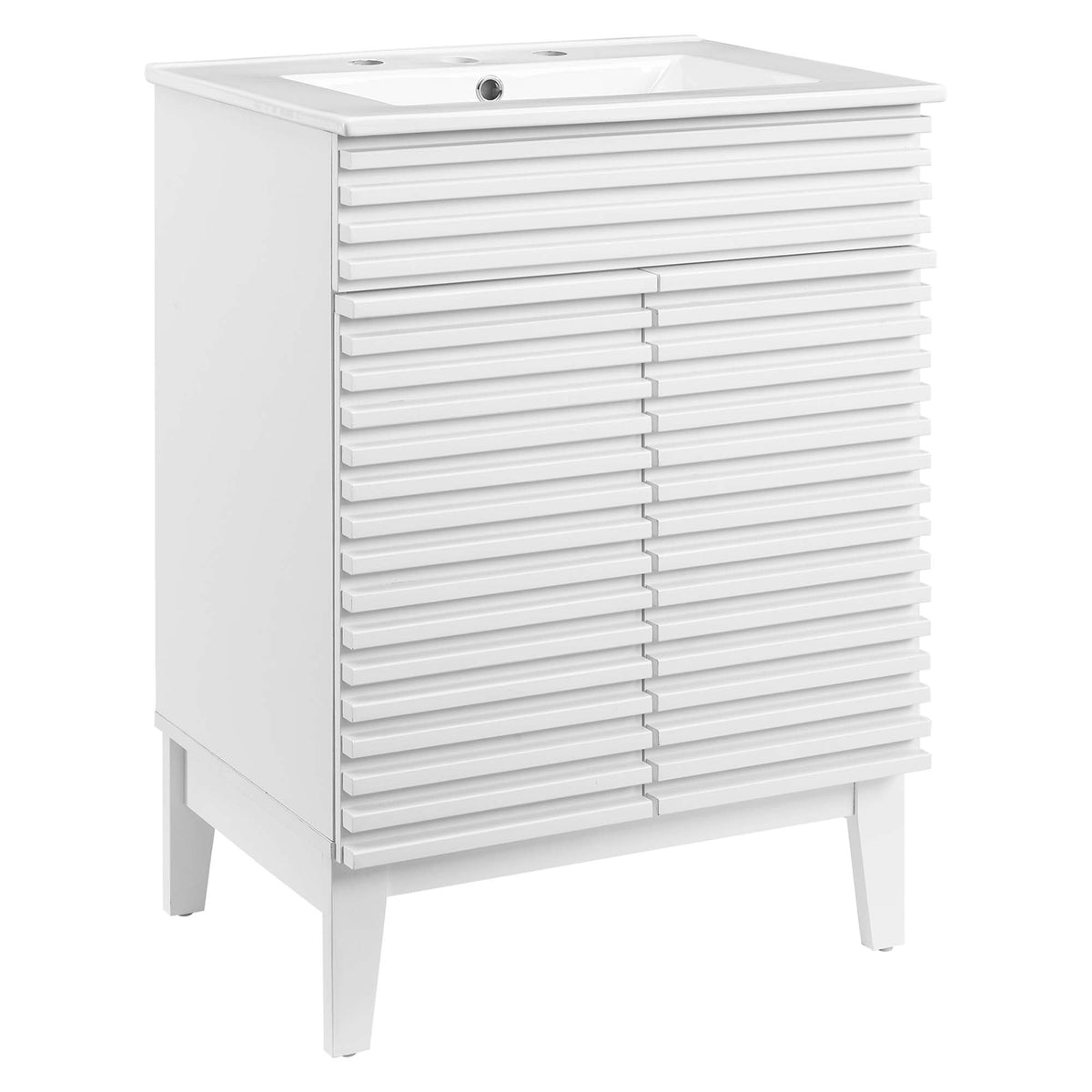 Render Bathroom Vanity by Modway white cabinet with horizontal slatted drawers on Tampa Home & Garden Store